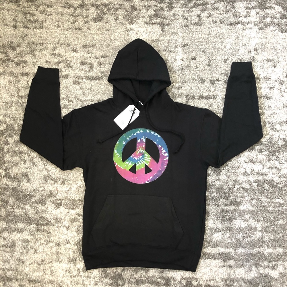 Tie Dye Peace Sign Hoodie Medium